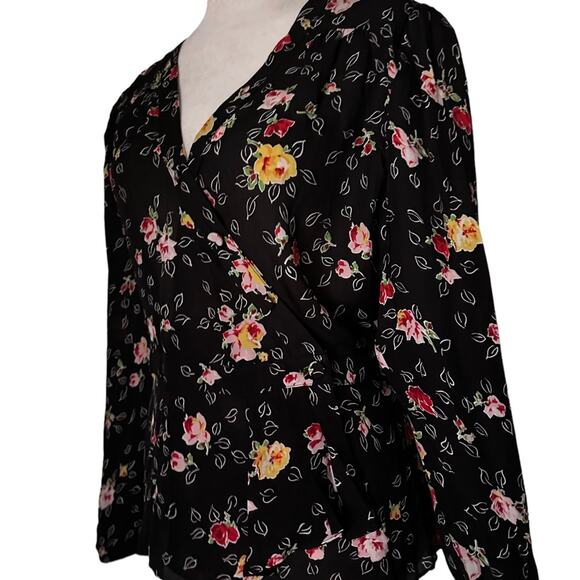 Veronica Beard Silk Floral Kiona Blouse Size 14 Vneck Peplum - Picture 6 of 8